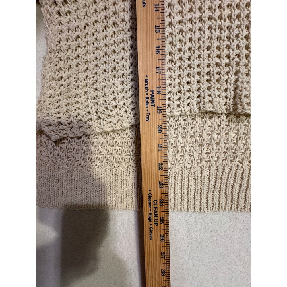 Eileen Fisher Cream Open Knit V-Neck Sweater XL 3/4 Sleeve High-Low Pullover - Picture 9 of 11